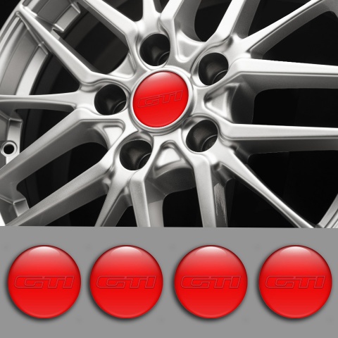 VW GTI Emblem for Wheel Center Caps Red Fill Dark Red Outline Edition