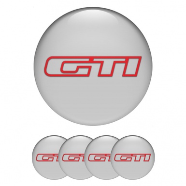 VW GTI Center Wheel Caps Stickers Grey Base Dark Red Outline Edition