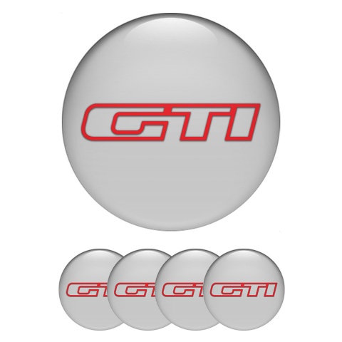 VW GTI Center Wheel Caps Stickers Grey Base Dark Red Outline Edition