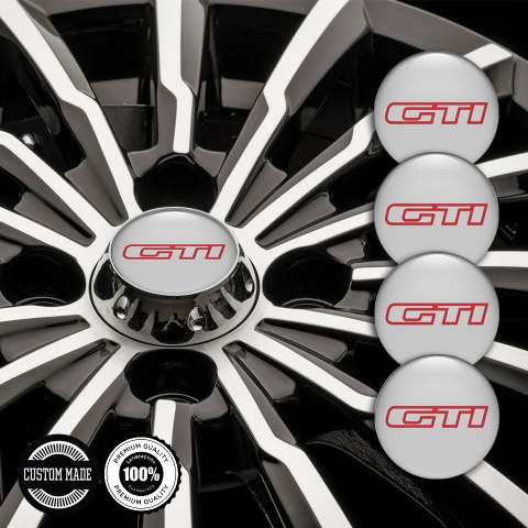 VW GTI Center Wheel Caps Stickers Grey Base Dark Red Outline Edition