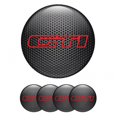 VW GTI Wheel Stickers for Center Caps Steel Mesh Red Outline Edition