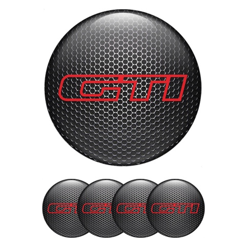 VW GTI Wheel Stickers for Center Caps Steel Mesh Red Outline Edition