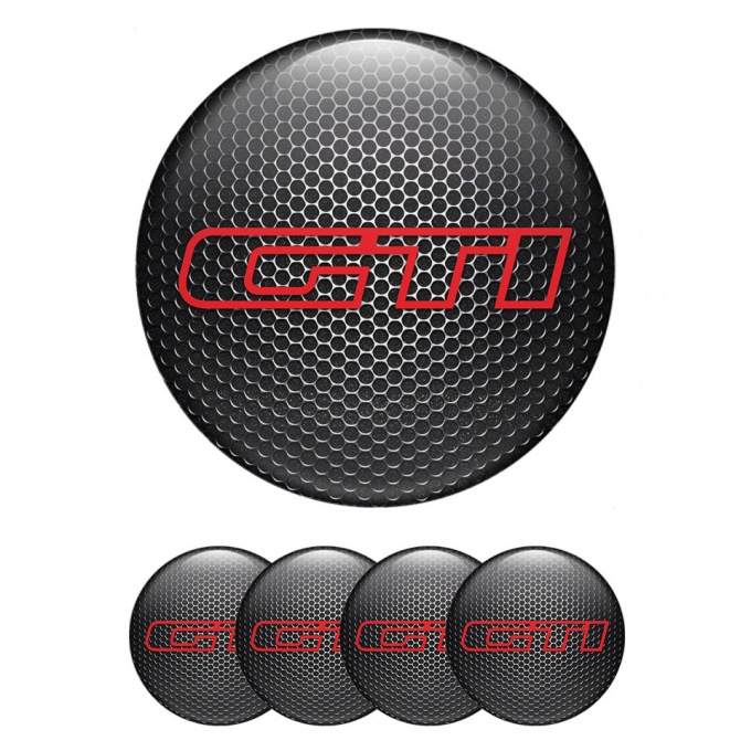 VW GTI Wheel Stickers for Center Caps Steel Mesh Red Outline Edition