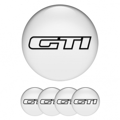 VW GTI Domed Stickers for Wheel Center Caps White Base Dark Outline