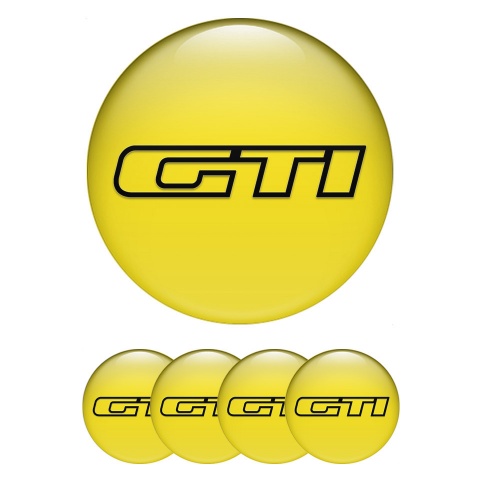VW GTI Wheel Emblem for Center Caps Yellow Fill Black Outline Edition