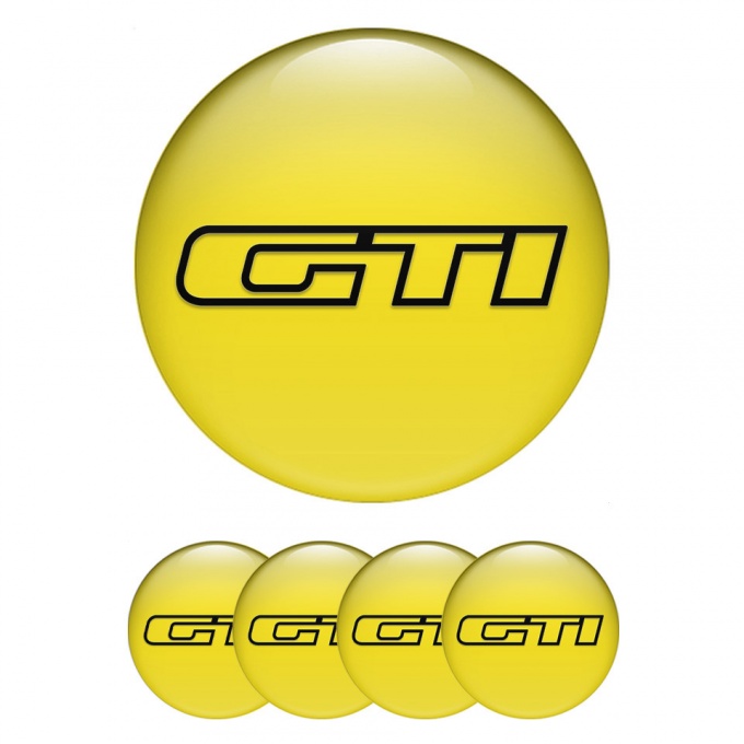 VW GTI Wheel Emblem for Center Caps Yellow Fill Black Outline Edition