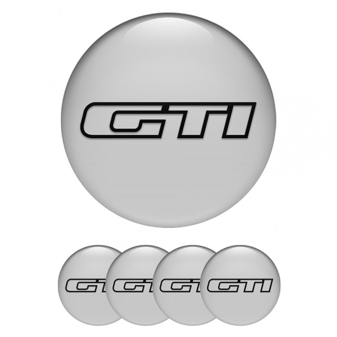 VW GTI Stickers for Wheels Center Caps Grey Base Black Outline Edition