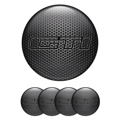 VW GTI Emblem for Center Wheel Caps Perforated Metal Black Outline Logo