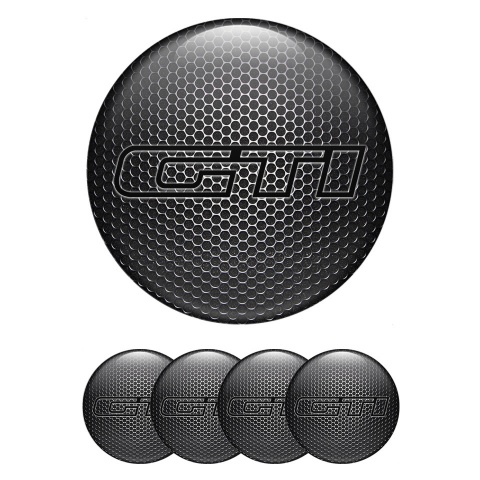 VW GTI Emblem for Center Wheel Caps Perforated Metal Black Outline Logo