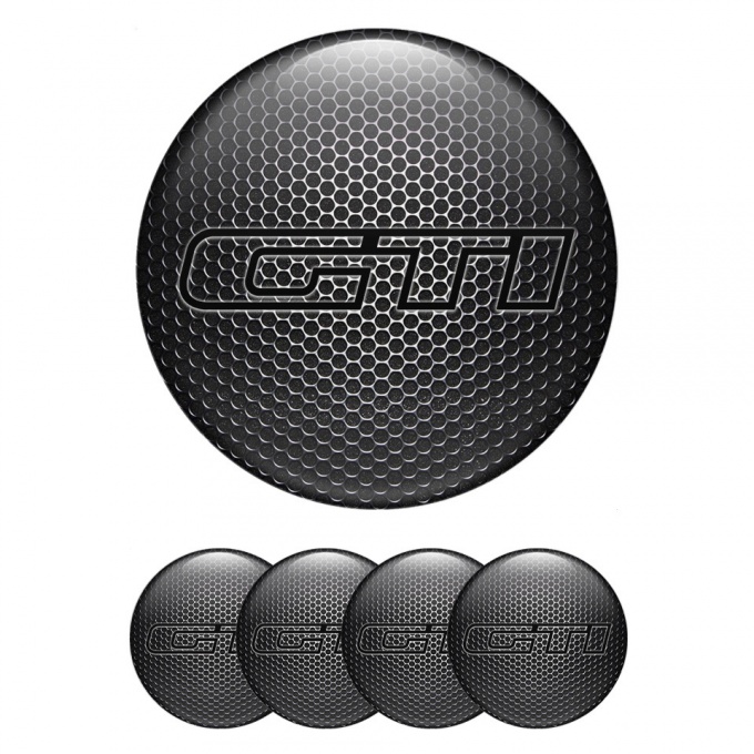 VW GTI Emblem for Center Wheel Caps Perforated Metal Black Outline Logo