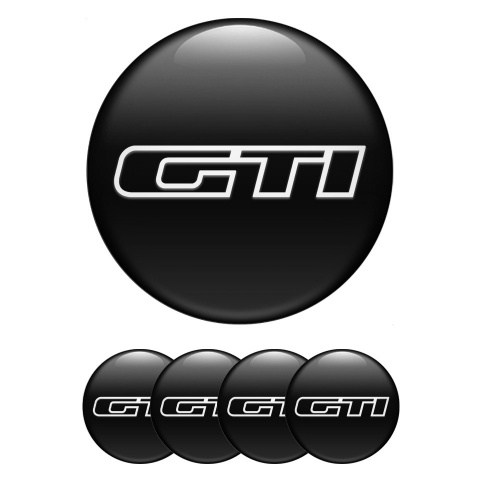 VW GTI Center Wheel Caps Stickers Black Base White Outline Logo Design