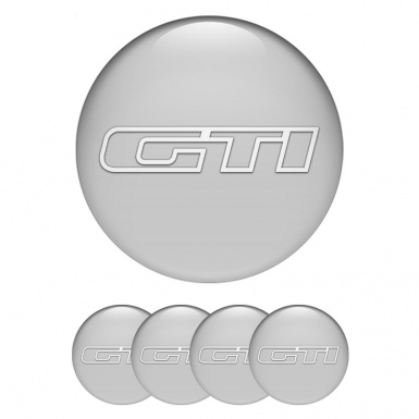 VW GTI Domed Stickers for Wheel Center Caps Grey Base White Outline