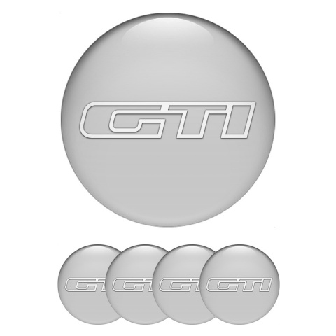 VW GTI Domed Stickers for Wheel Center Caps Grey Base White Outline