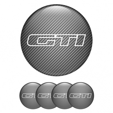 VW GTI Stickers for Wheels Center Caps Carbon Effect White Logo