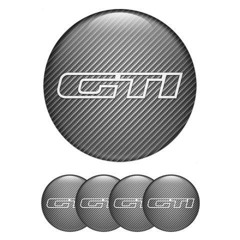 VW GTI Stickers for Wheels Center Caps Carbon Effect White Logo