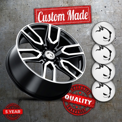VW GTI Center Wheel Caps Stickers White Base Black Monster Edition
