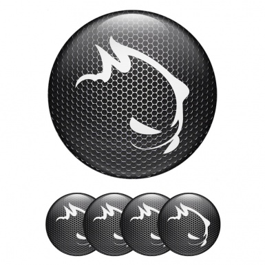 VW GTI Wheel Stickers for Center Caps Metallic Effect White Monster Logo