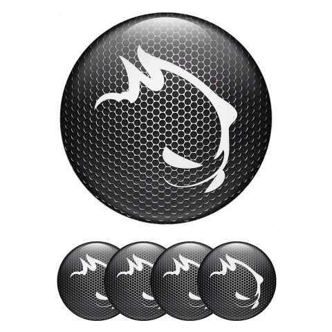 VW GTI Wheel Stickers for Center Caps Metallic Effect White Monster Logo