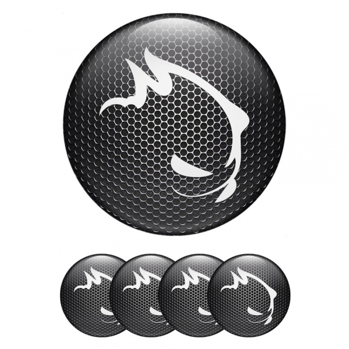 VW GTI Wheel Stickers for Center Caps Metallic Effect White Monster Logo