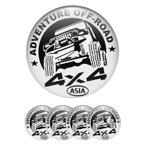 OFFROAD Emblems for Center Wheel Caps White Fill Black Adventure Theme