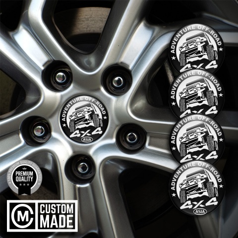 OFFROAD Wheel Stickers for Center Caps White Fill Red Adventure Theme