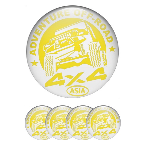 OFFROAD Center Caps Wheel Emblem White Fill Yellow Adventure Concept