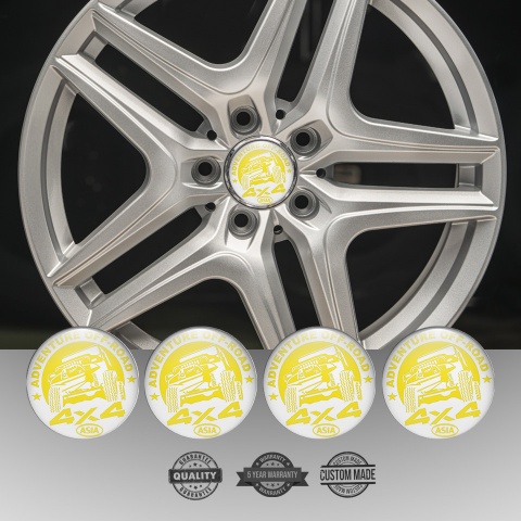 OFFROAD Center Caps Wheel Emblem White Fill Yellow Adventure Concept