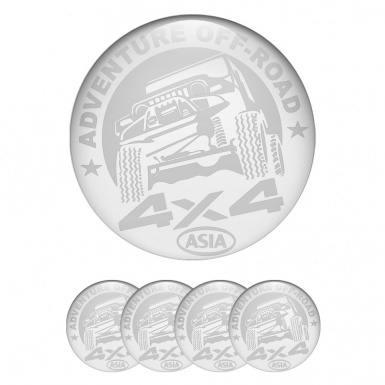 OFFROAD Stickers for Center Wheel Caps Pearl Base White Adventure Motif