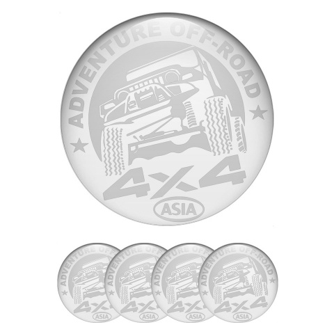 OFFROAD Stickers for Center Wheel Caps Pearl Base White Adventure Motif