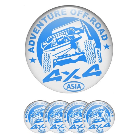 OFFROAD Wheel Emblem for Center Caps White Base Blue Adventure Theme