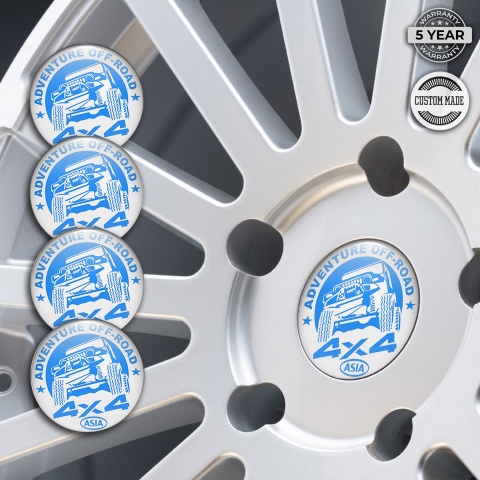 OFFROAD Wheel Emblem for Center Caps White Base Blue Adventure Theme