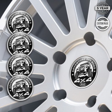 OFFROAD Stickers for Wheels Center Caps White Ring Black Adventure Motif