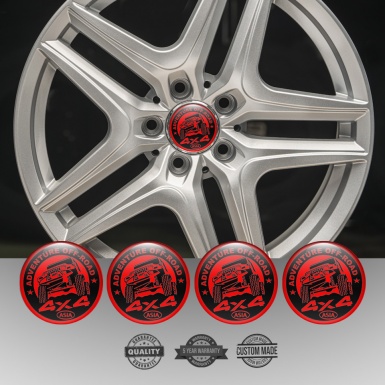OFFROAD Emblem for Wheel Center Caps Red Ring Black Adventure Design
