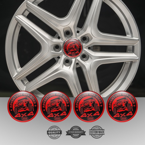 OFFROAD Emblem for Wheel Center Caps Red Ring Black Adventure Design