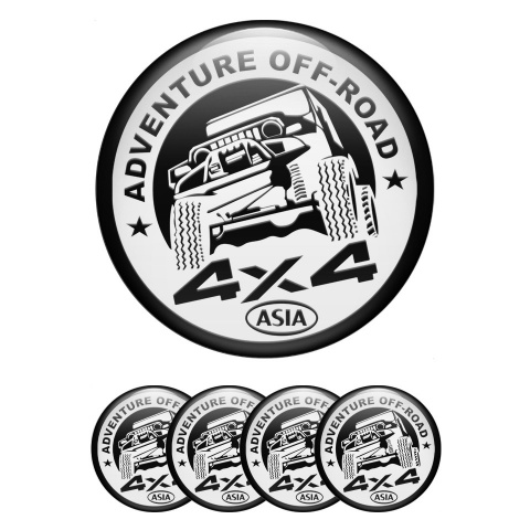 OFFROAD Center Caps Wheel Emblem Black Ring White Adventure Motif