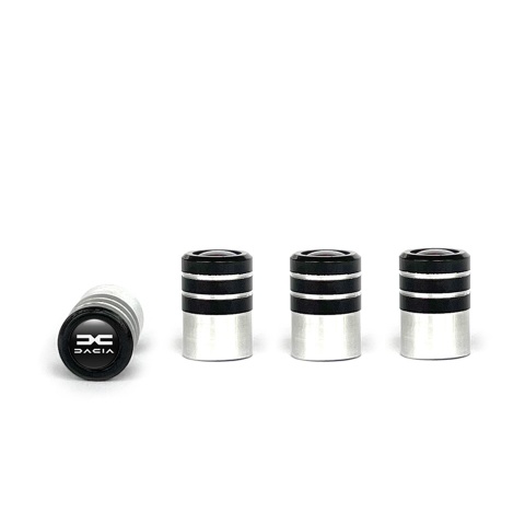 Dacia Valve Caps 4 pcs Black Silicone Sticker White New Logo