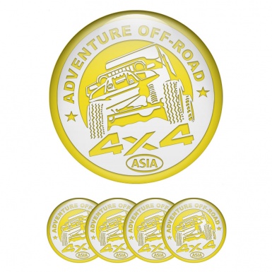 OFFROAD Emblem for Wheel Center Caps Yellow Ring White Logo Theme