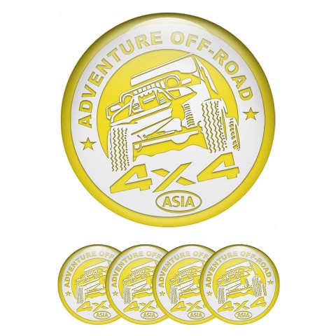 OFFROAD Emblem for Wheel Center Caps Yellow Ring White Logo Theme