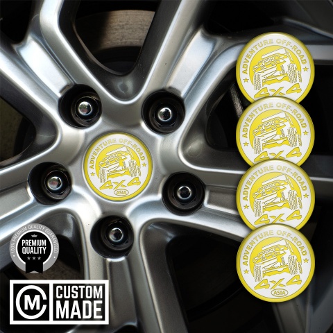OFFROAD Emblem for Wheel Center Caps Yellow Ring White Logo Theme