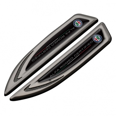 Alfa Romeo Fender Emblem Self Adhesive Graphite Black Certified Classic Logo
