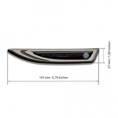 Alfa Romeo Fender Emblem Self Adhesive Graphite Black Certified Classic Logo