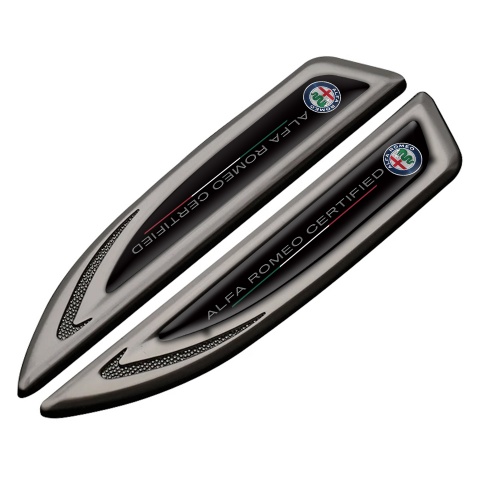 Alfa Romeo Fender Emblem Self Adhesive Graphite Black Certified Classic Logo