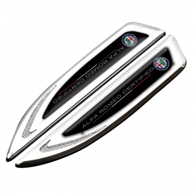 Alfa Romeo Fender Emblem Self Adhesive Silver Black Certified Classic Logo