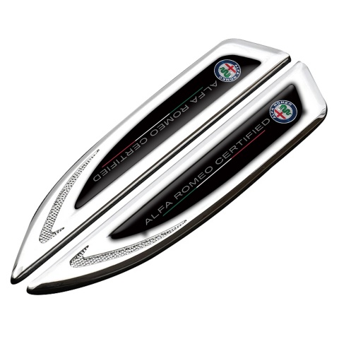 Alfa Romeo Fender Emblem Self Adhesive Silver Black Certified Classic Logo