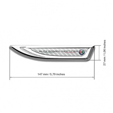 Alfa Romeo Fender Metal Emblem Graphite White Carbon Certified Color Logo