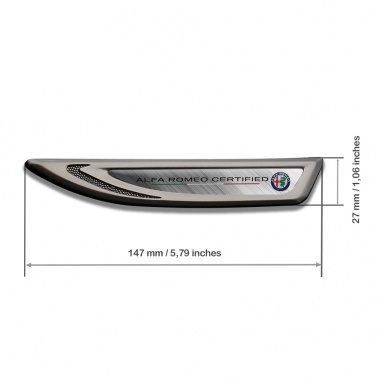 Alfa Romeo Emblem Fender Badge Graphite Brushed Steel Certified Color Logo