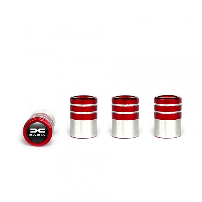 Dacia Valve Caps Red 4 pcs Black Silicone Sticker White New Logo
