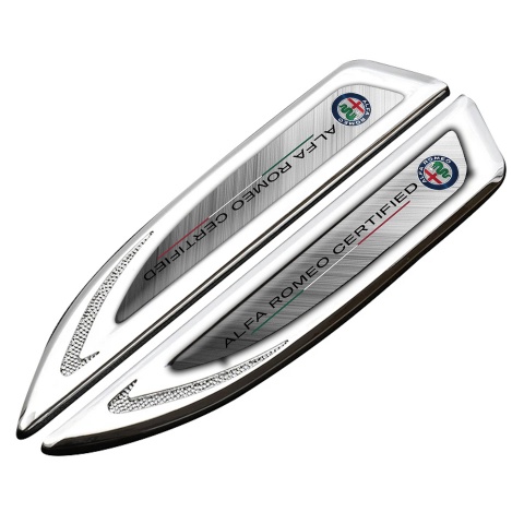 Alfa Romeo Emblem Fender Badge Silver Brushed Steel Certified Color Logo