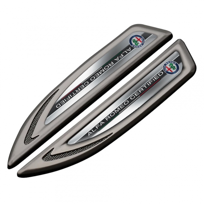 Alfa Romeo Fender Badge Self Adhesive Graphite Gradient Stripes Color Logo