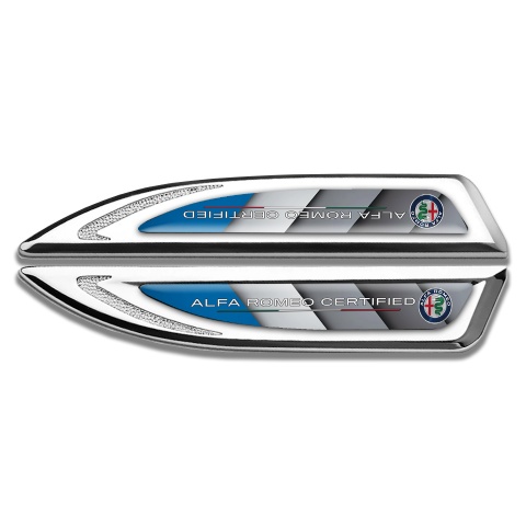 Alfa Romeo Fender Metal Emblem Silver Monochrome Panels Blue Fragment
